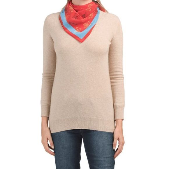 🐻 NWT MOSCHINO Iconic Teddy Bear Print Luxe Red Silk Scarf MSRP $245 - Picture 2 of 16